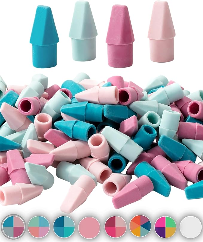 Mr. Pen- Pencil Erasers Toppers, 120 Pack, Muted Pastel Colors | Erasers by MrPen