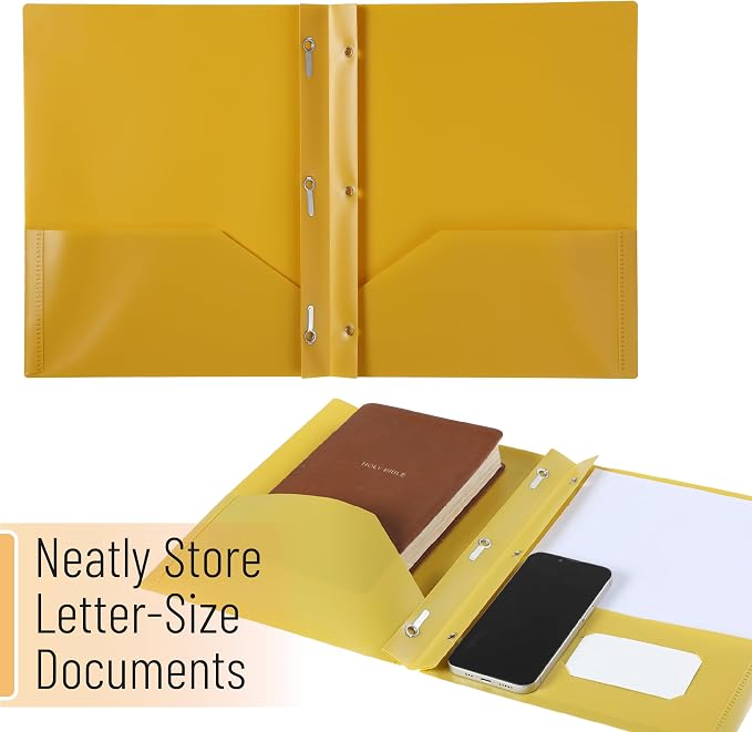 Mr. Pen- Plastic Folders with Pockets and Prongs, 5 Pack, Letter Size | Gold - Image 7