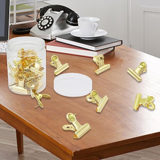 20Pcs Gold Push Pins Metal Push Pin Clips, Pushpin Clip Bulldog Clip - Image 4