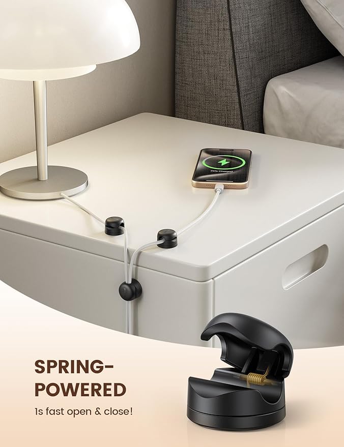 6Pack Rotatable Cord Organizer, Spring Cable Clips - Image 3