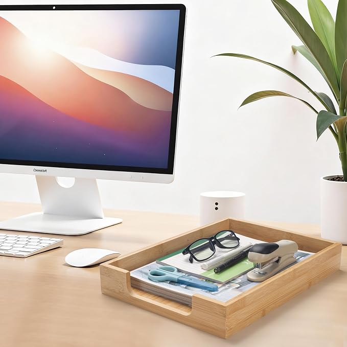 Bamboo Letter Tray, Wood Desk Tray, Wooden Desk Organizer, A4 Paper, Magazine - Image 4