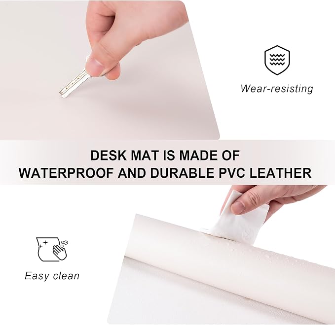 Leather Desk Pad Protector, Non-Slip Desk Pad, on-Slip PU Leather Large Mouse - Image 3