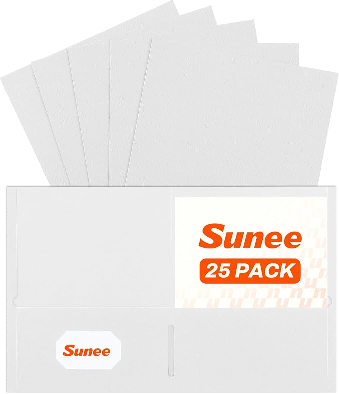 SUNEE Folders with Pockets, 2 Pocket Folders Fit Letter Size Paper, Paper File by SUNEE