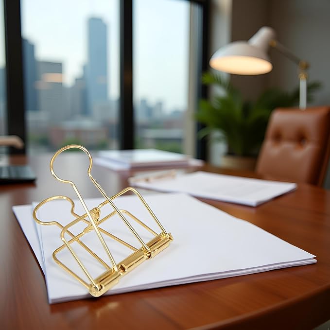 4Pcs Golden Hollow Out Long Tail Wire Binder Clips Paper Binder Clip Large 51mm - Image 8