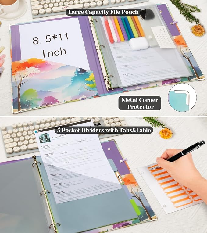 3 Ring 1 Inch Binder Organizer, KLLVE Three Ring Binders - Image 3