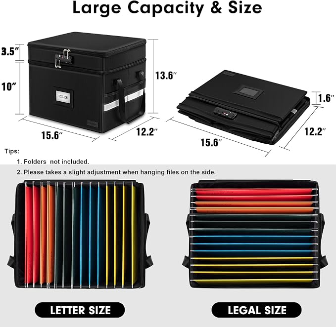 Fireproof File Organizer with Lock, 2 Layer Fireproof Document Box with 5 Tab - Image 4