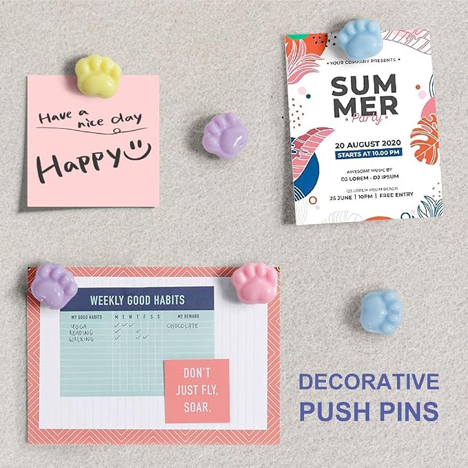 100Pcs Cute Cat's Paw Decorative Push Pins, Bulletin Board Tacks, Cork Board - Image 4