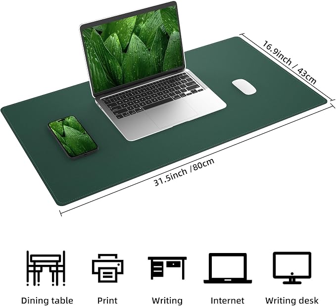 AFIING Cork Desk Mat, Dark Green, 31.5" x 17", Desk pad Protector | Dual-Sided - Image 3