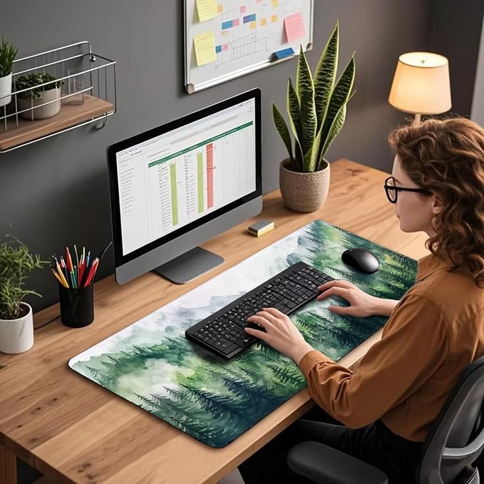 Misty Forest Mountain Large Gaming Mouse Pad 31.5"x15.7"｜XXL Desk Mat, Non-Slip - Image 2
