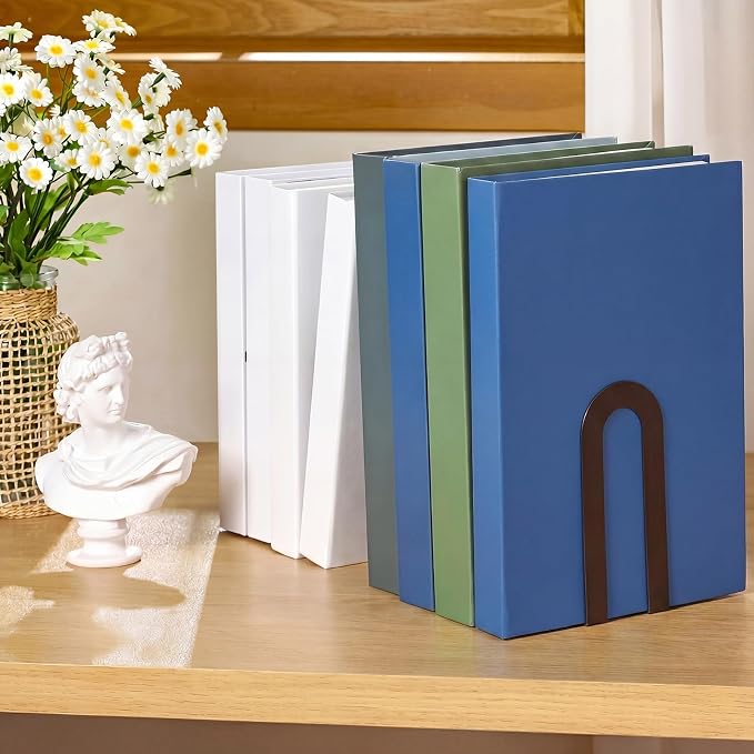 Chunful 12 Pcs Bronze Modern Metal Book Ends - Image 5