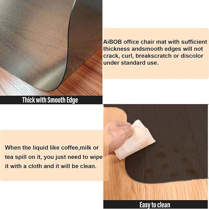 AiBOB Office Chair Mat for Hardwood Floor, 45 X 53 inches, Hard Floor Chair - Image 3