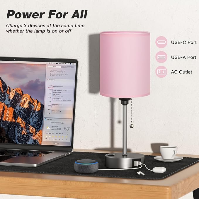 Dicoool Pink Bedroom Lamp for Bedside - Image 3