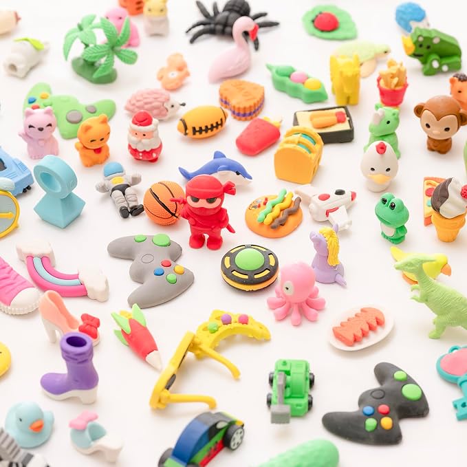 132pcs 3D Cute Kids Erasers, Random Desktop Pet Toys Gifts, Classroom Rewards - Image 4