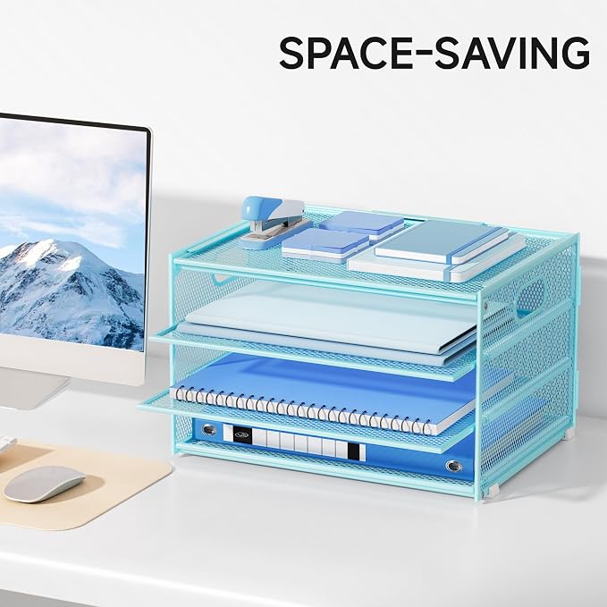 Lavatino 3-Tier Letter Tray Desk Organizer, Mesh Metal Paper File Tray Organizer - Image 5