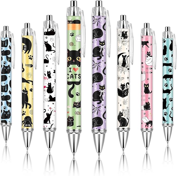 Ireer 8 Pcs Ballpoint Pens for Women 1.00 mm Cute Black Ink Fancy Pens Fine by Ireer