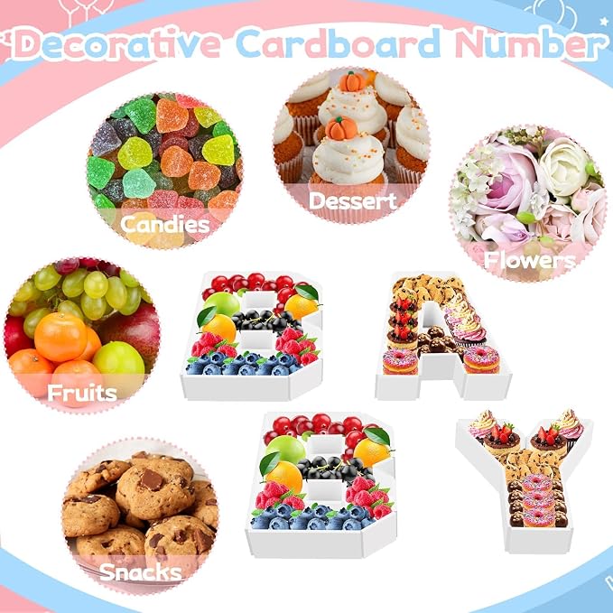Baby Charcuterie Number Box Baby Letter Trays Food Fillable Tray Box Foam Board - Image 3