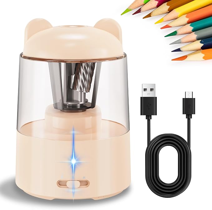 ZMOL Colored Pencil Sharpener, Rechargeable Electric Pencil Sharpener, Auto Stop by ZMOL
