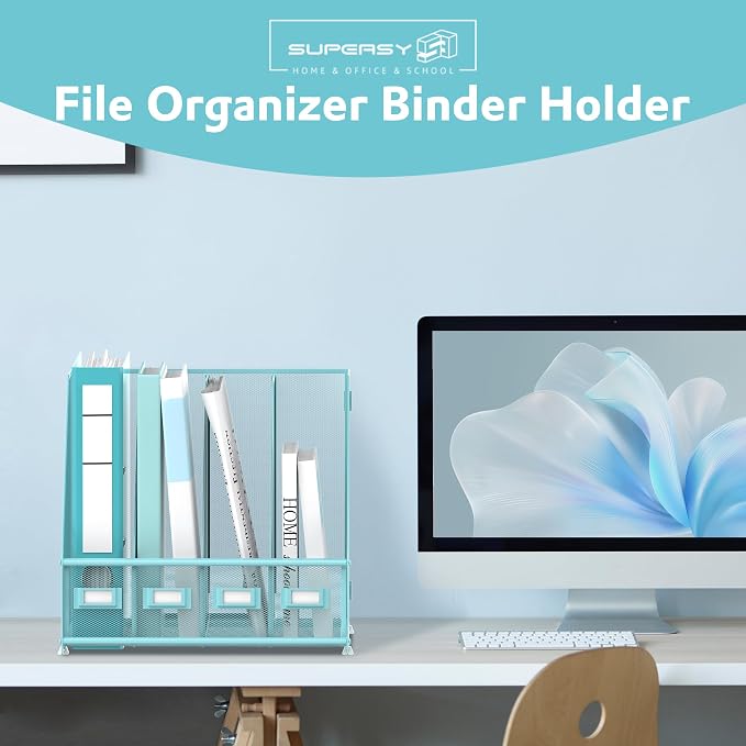 SUPEASY Magazine File Holder Desk Organizer, Metal Binder Holder - Image 2