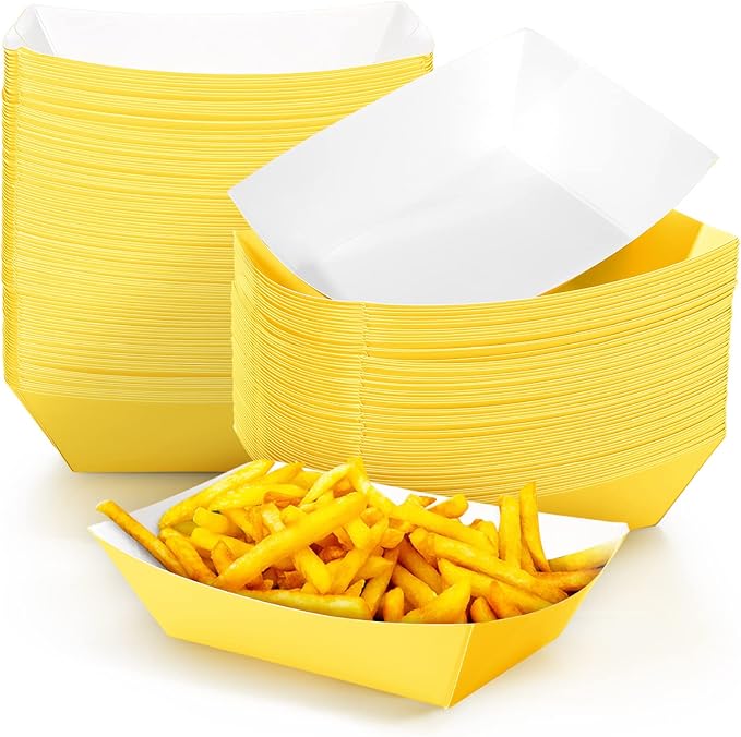 Yinkin 100 Pcs 2lb Paper Food Trays Boat 2lb Disposable Nacho Trays Kraft Paper by Yinkin
