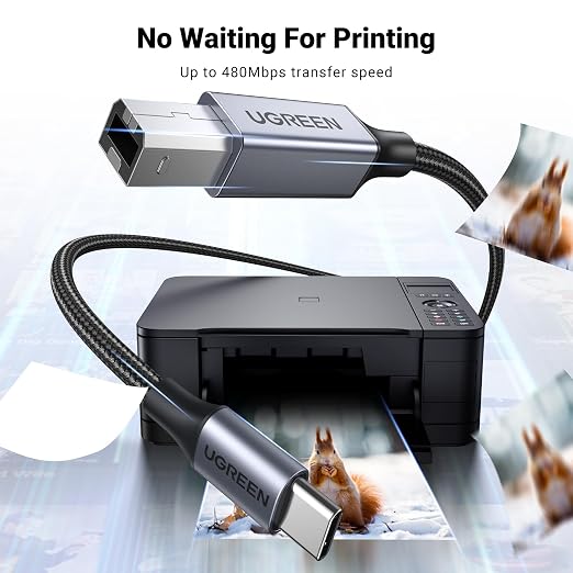 UGREEN USB C Printer Cable - 16 FT Nylon USB B to C Printer Cord - Image 5