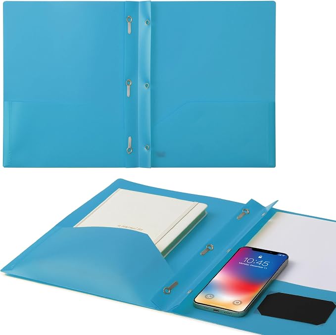 Mr. Pen- Plastic Folders with Pockets and Prongs, 48 Pack, Letter Size | Blue - Image 7