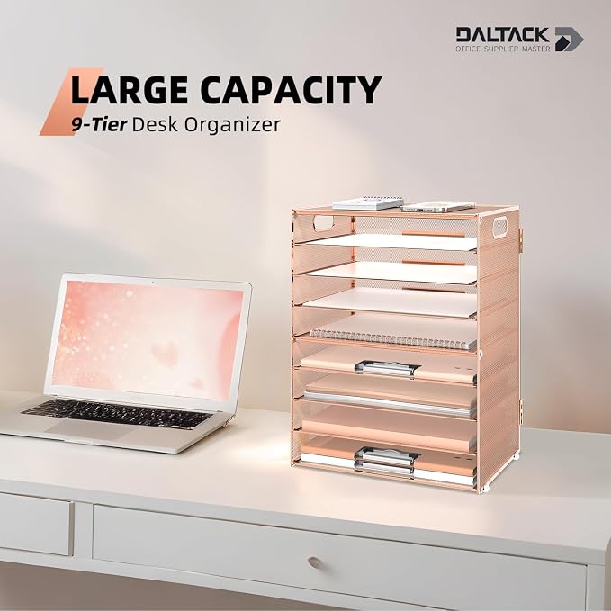 DALTACK 9-Tier Paper Organizer for Desk, Mesh Letter Tray Desk Organizer - Image 3