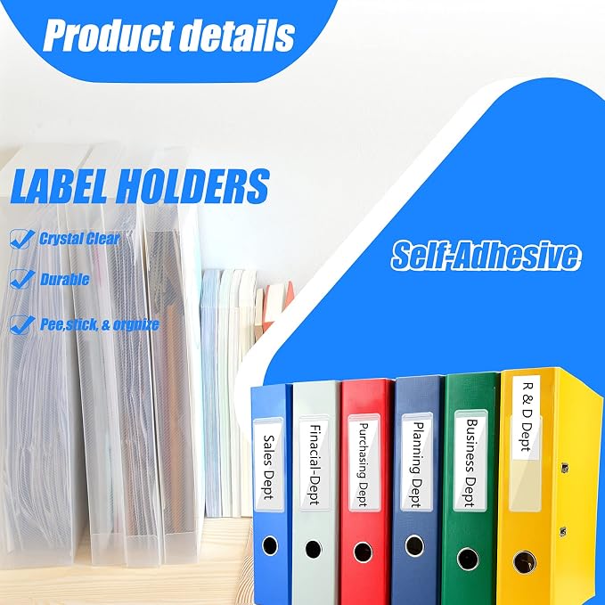 Chinco 120 Pcs Label Holders Clear Self Adhesive Pockets 1x3 Inch Binder Labels - Image 2