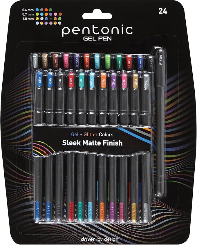 Pentonic Gel Pens, Mixed Pack, Medium & Fine Point, Smooth Writing by PENTONIC