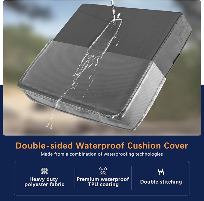 Favoyard Outdoor Seat Cushion Set 24 x 24 Inch Waterproof & Fade Resistant - Image 4