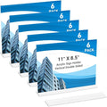 6 Pack Acrylic Sign Holder 11 x 8.5 Horizontal, Double-Sided Clear Sign Holder by DECOHOBO