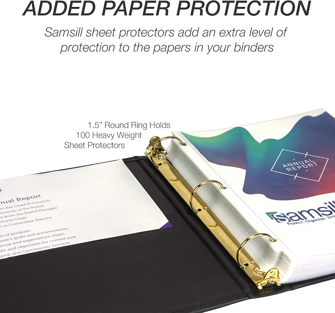 Samsill Classic Collection Leather 3 Ring Binder, Executive Presentation - Image 5