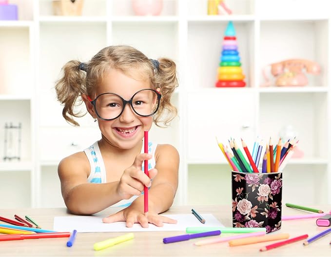 Pen Holder, Pencil Holder for Desk Floral Pattern Pencil Cup for Girls Kids - Image 6