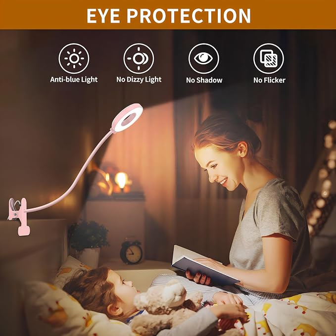 iZELL LED Desk Lamp with Clamp, Reading Light with 3 Color Modes & 10 - Image 4