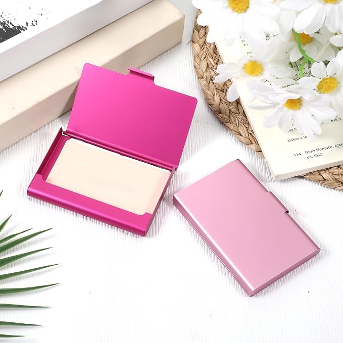 2 Pack Business Card Holder Case, Aluminum Alloy Metal Business Card Case - Image 2