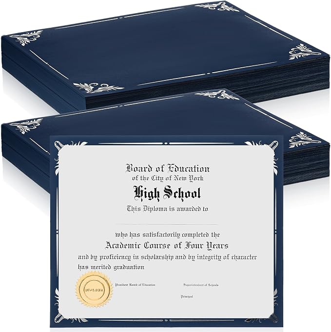 Fainne 100 Pcs Certificate Holder Foil Border 8.5 x 11 Inch Single Sided Award by Fainne