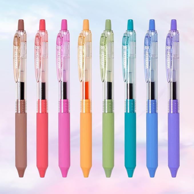 WRITECH Gel Pens Fine Point: 0.5mm Multicolor Ink Retractable 8ct Smooth by WRITECH