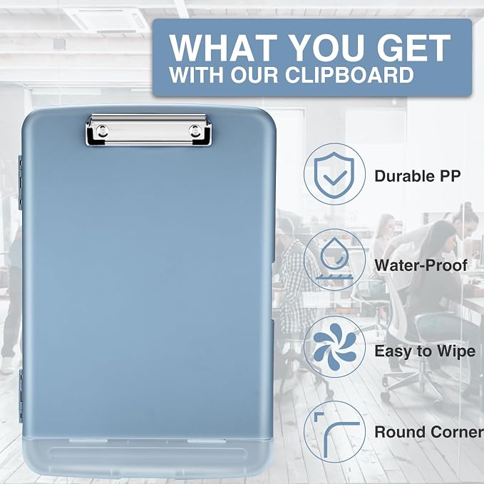 Sooez Clipboard with Storage, Clip Board 8.5 x 11 with Pen Holder, Plastic - Image 4