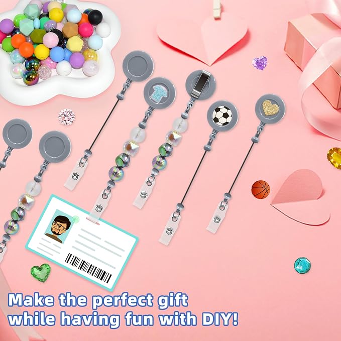 30pcs Gray Beadable Badge Reels Making Kits - Image 2