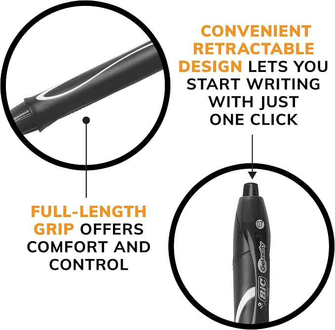 BIC Gelocity Quick Dry Black Gel Pens, Medium Point, Supplies - Image 8