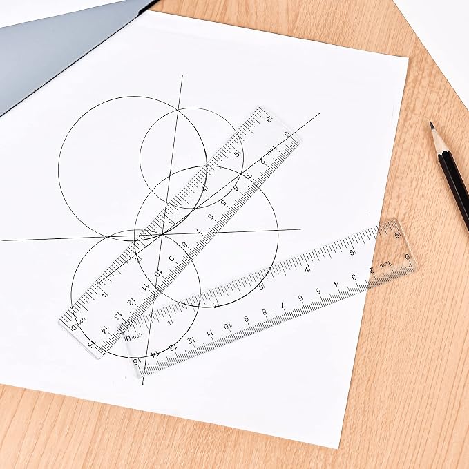 Unjoo Clear Plastic Ruler 6 Inch+12 Inch Straight Ruler, - Image 5