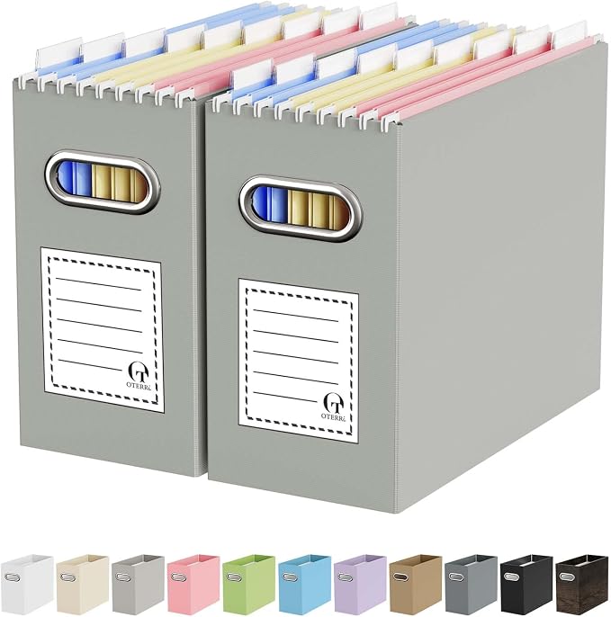 Oterri File Organizer Box, Portable Collapsible Cardboard File Folder Organizer by Oterri