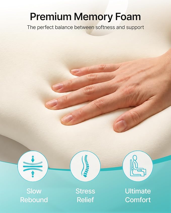 PEGZONE Seat Cushion & Ergonomic Lumbar Support Pillow Memory Foam Cushion - Image 5