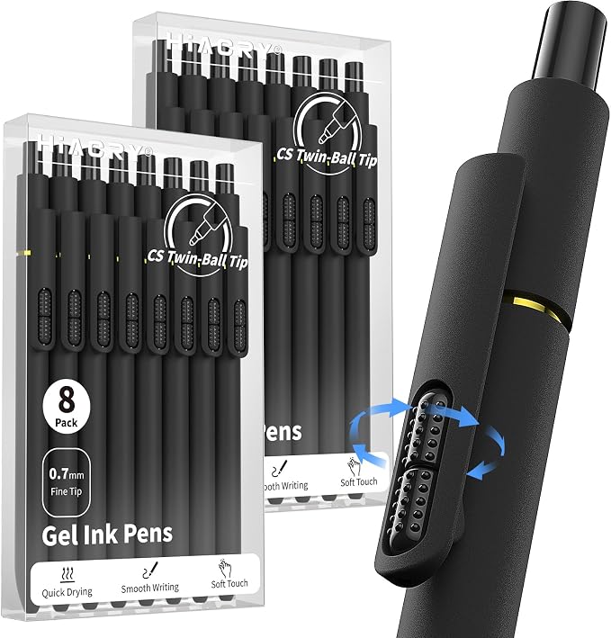 Hiacry 16 Pack Gel Pens, Quick-Dry Long Lasting Black Ink-0.7 MM Fine Point | - Image 9