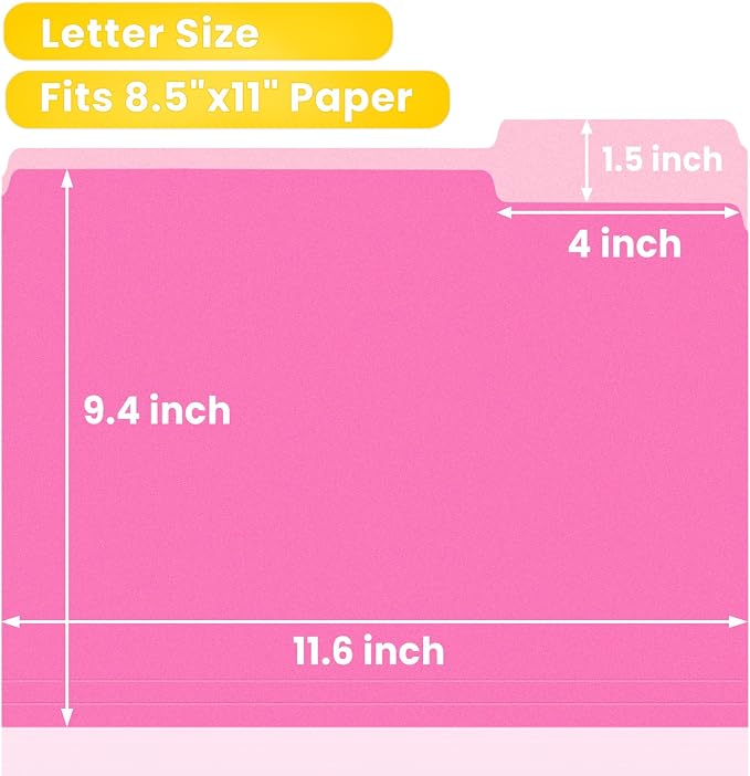 SUNEE File Folders, 100 Pack Manilla Folders 8.5 x 11, Colored File Folders - Image 3