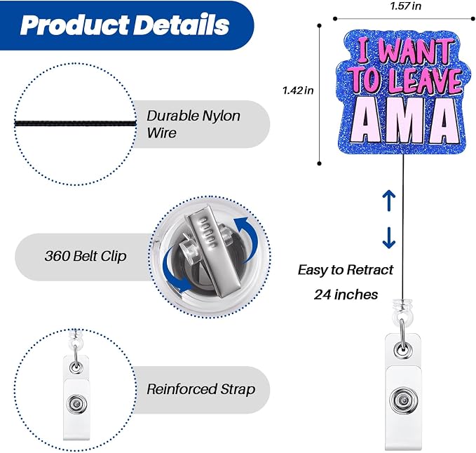 I Want to Leave AMA Funny Badge Reel, Cute Retractable ID Card Badge Holder - Image 4