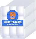 65 Pack 9 Pocket Card Sleeves Binder Sheets, Trading Card Sleeves by KKEETUR