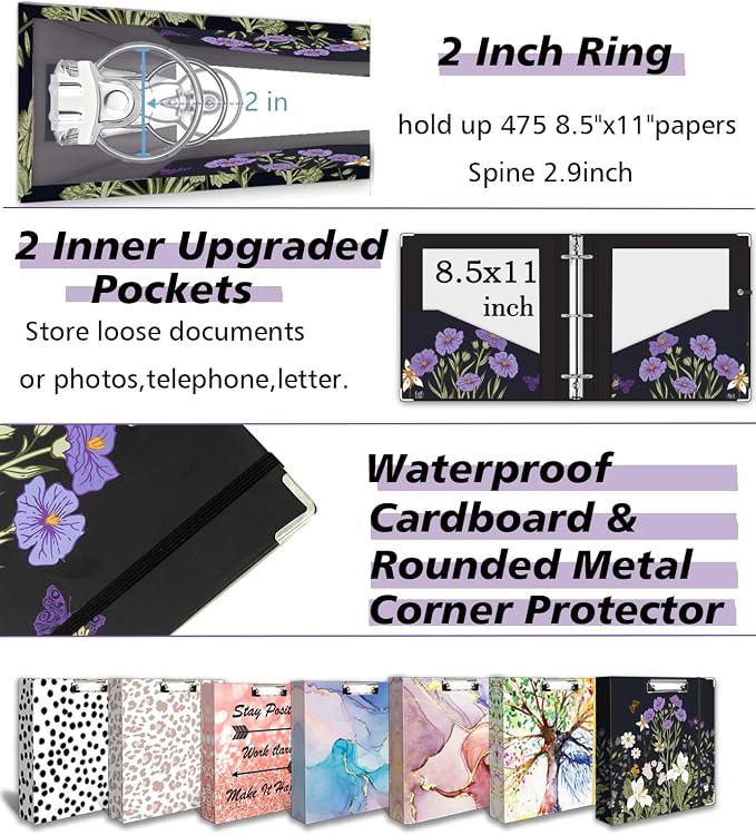 3 Ring Binder 2 Inch for 8.5"x11" Paper, Three Ring Binders - Image 4