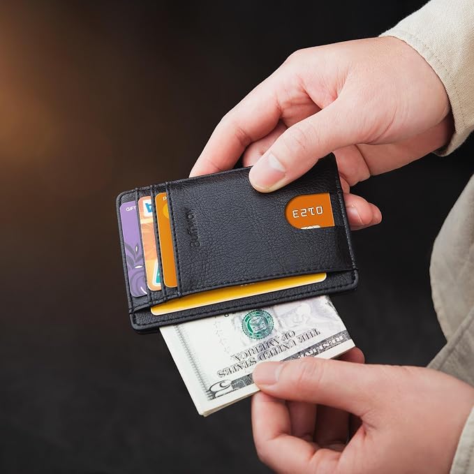 Buffway Slim Minimalist Front Pocket RFID Blocking Leather Wallets - Image 6