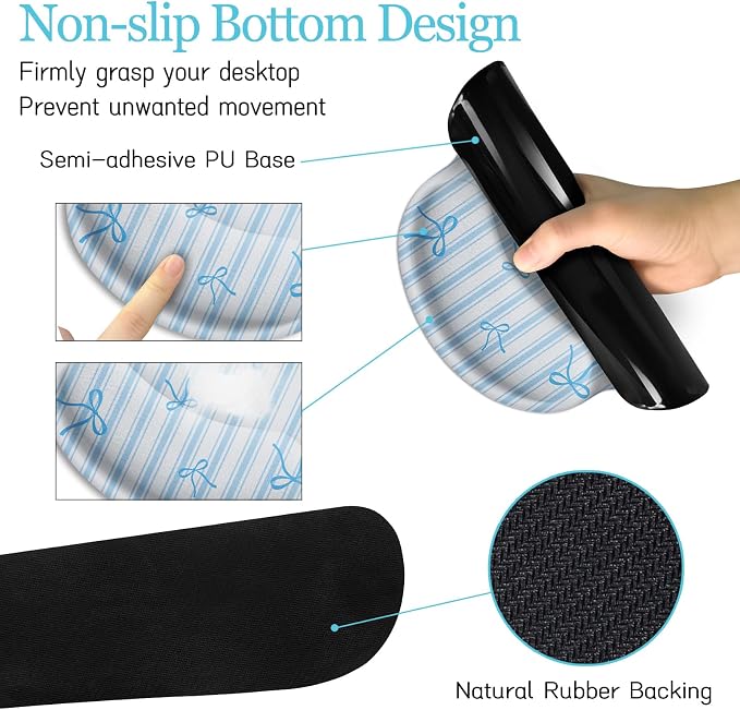 LIMKRIAN Blue Striped Mouse Pad Set Large Desk Mat - Image 6