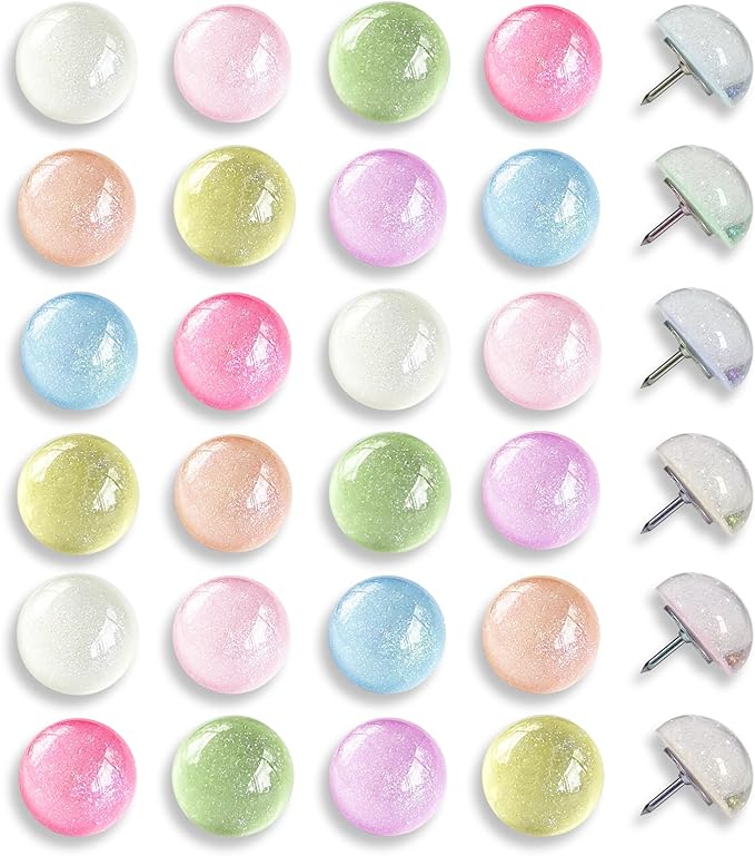Cute Push pins, Decorative Studs, 24 Glittering pins, Suitable by KEYDUACU